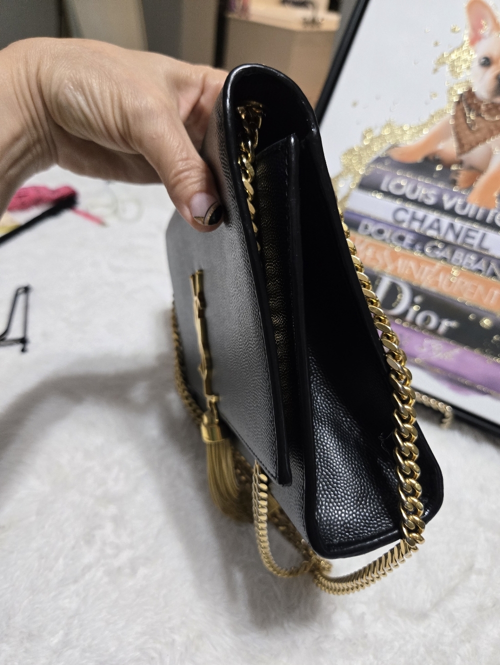 🔥 Saint Laurent Kate Medium Tassel YSL Wallet on Chain Grained Leather EUC 🔥 - Picture 4 of 12